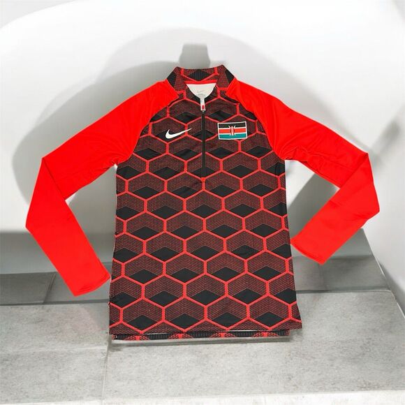 Nike Pro Elite Men Team Kenya Track & Field 1/4 Zip Top Red CI8845 Size S Tall - Picture 1 of 12